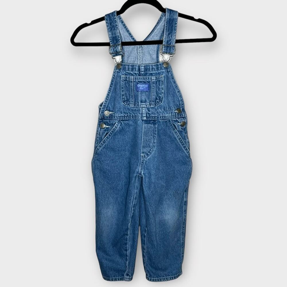 OSHKOSH B'GOSH Denim Overalls Kids Size 4 Classic Blue Vintage Style - Picture 2 of 5